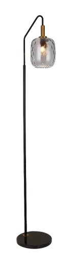 [3403665] OKIRU Vloerlamp E27 Zwart + as grijs glas Ø180mm