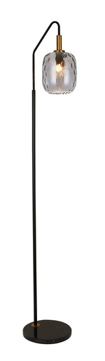 [3403665] OKIRU Vloerlamp E27 Zwart + as grijs glas Ø180mm