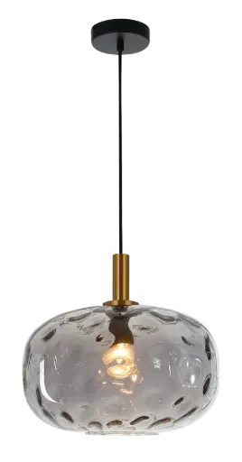 [3403660] OKIRU Pendel E27 Goud + as grijs glas Ø300mm