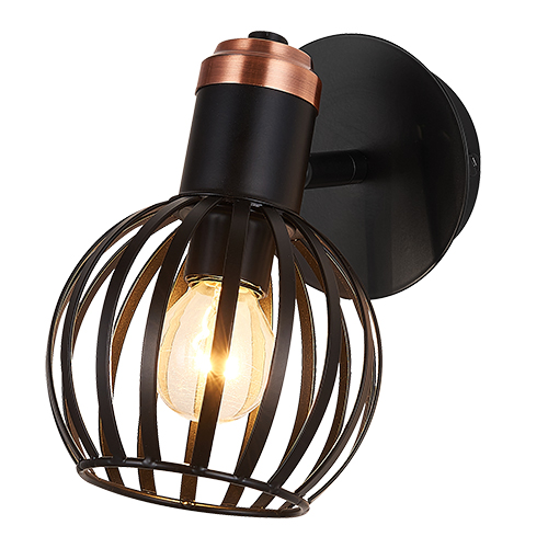 [3403651] RAGA Wand licht 1x E14 zwart / brons + schakelaar