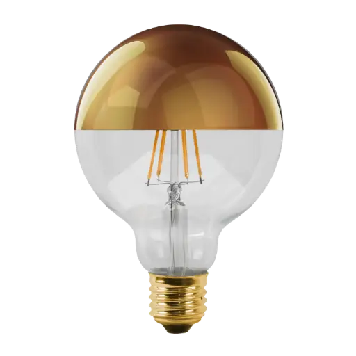 [8204238] E27 LED Globe G125 6W Kopspiegellamp Goud 2500K Dimbaar