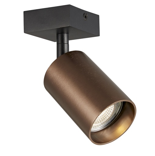 [4014541] TABOO 1L GU10 (excl) zwart + geborsteld brons, spot