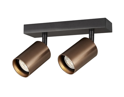 [4014542] TABOO 2L GU10 (excl) zwart + geborsteld brons, spot