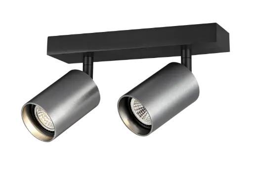 [4014562] TABOO 2L GU10 (excl) zwart + geborsteld staal, spot