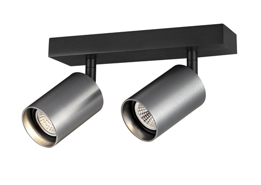[4014562] TABOO 2L GU10 (excl) zwart + geborsteld staal, spot