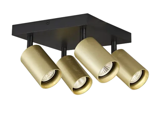 [4014525] TABOO 4L SQ GU10 (excl) zwart + geborsteld goud, spot