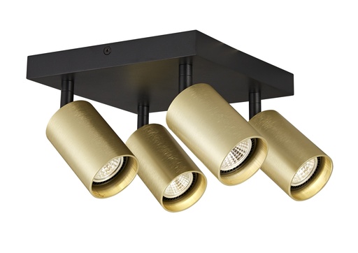 [4014525] TABOO 4L SQ GU10 (excl) zwart + geborsteld goud, spot