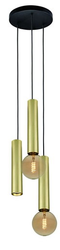 [4014640] TABOO pendel 3L 1xGU10 (excl) 2xE27 (excl) zwart + geborsteld goud