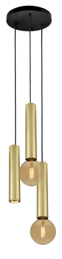 [4014640] TABOO pendel 3L 1xGU10 (excl) 2xE27 (excl) zwart + geborsteld goud