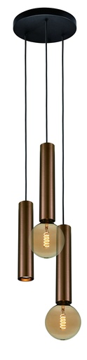 [4014641] TABOO pendel 3L 1xGU10 (excl) 2xE27 (excl) zwart + geborsteld brons