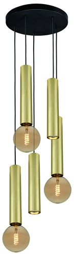 [4014645] TABOO pendel 5L 2xGU10 (excl) 3xE27 (excl) zwart + geborsteld goud
