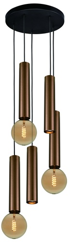 [4014646] TABOO pendel 5L 2xGU10 (excl) 3xE27 (excl) zwart + geborsteld brons