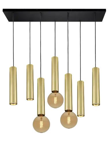 [4014650] TABOO pendel 7L 4xGU10 (excl) 3xE27 (excl) zwart + geborsteld goud