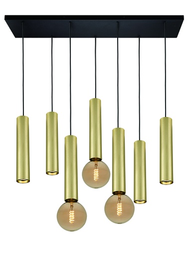 [4014650] TABOO pendel 7L 4xGU10 (excl) 3xE27 (excl) zwart + geborsteld goud