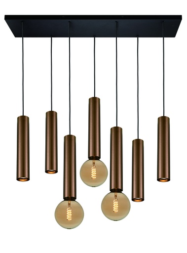 [4014651] TABOO pendel 7L 4xGU10 (excl) 3xE27 (excl) zwart + geborsteld brons