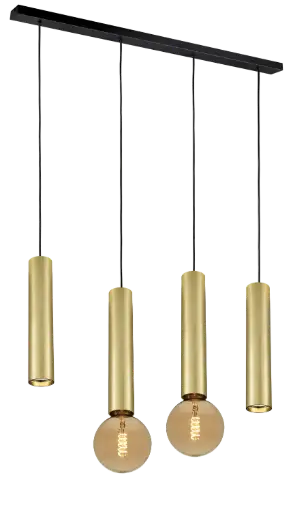 [4014655] TABOO pendel 4L 2xGU10 (excl) 2xE27 (excl) zwart + geborsteld goud