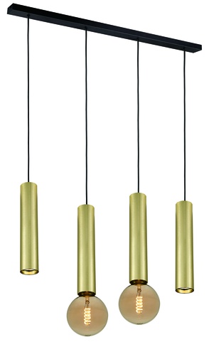[4014655] TABOO pendel 4L 2xGU10 (excl) 2xE27 (excl) zwart + geborsteld goud