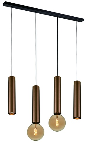 [4014656] TABOO pendel 4L 2xGU10 (excl) 2xE27 (excl) zwart + geborsteld brons