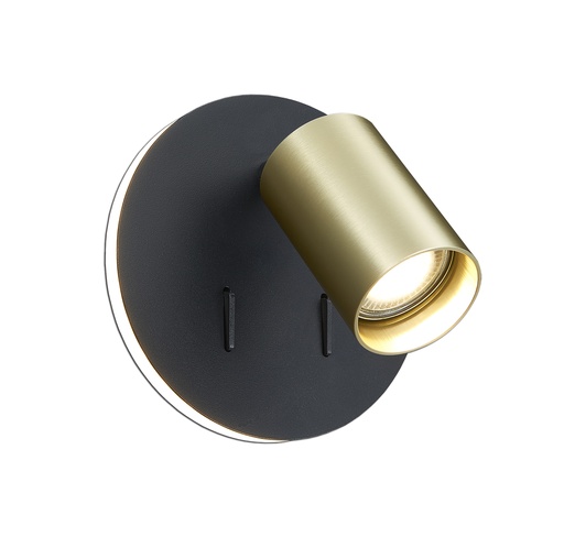[4014570] DUSK wandlicht GU10 (excl) + LED 5,5W 2700K zwart + geb goud