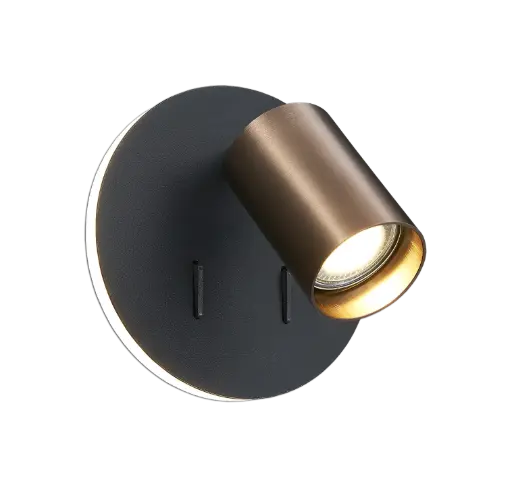 [4014571] DUSK wandlicht GU10 (excl) + LED 5,5W 2700K zwart + geb brons