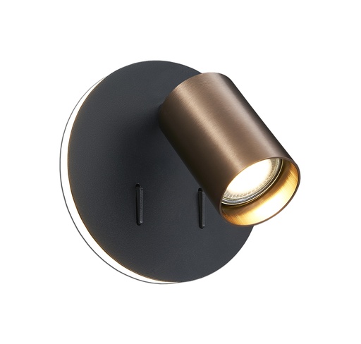 [4014571] DUSK wandlicht GU10 (excl) + LED 5,5W 2700K zwart + geb brons