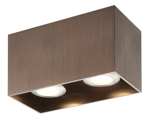 [4014444] BABAR Plafondlicht geborsteld brons vierkant 2xGU10 excl (max 50W)
