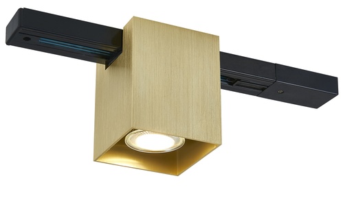 [TR0152G] BABAR sqr 1xGU10 excl monofase track spot geborsteld goud