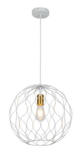 [3403179] ONDA pendel 1x E27 Ø39cm wit + geborsteld goud