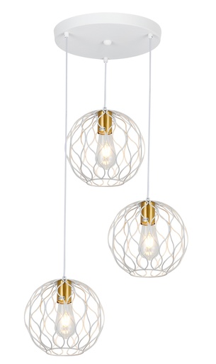 [3403180] ONDA pendel 3x E27 wit + geborsteld goud_3403180