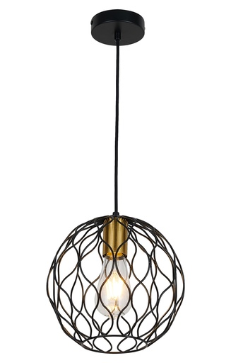 [3403187] ONDA pendel 1x E27 Ø23cm zwart + geborsteld goud