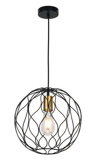 [3403188] ONDA pendel 1x E27 Ø30cm zwart + geborsteld goud
