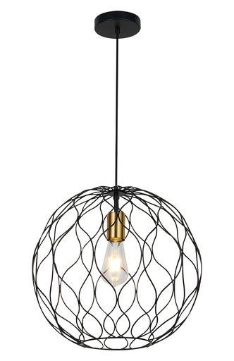 [3403189] ONDA pendel 1x E27 Ø39cm zwart + geborsteld goud