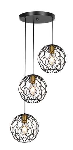 [3403190] ONDA pendel 3x E27 zwart + geborsteld goud_3403190
