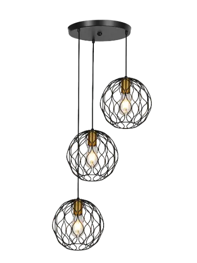 [3403190] ONDA pendel 3x E27 zwart + geborsteld goud_3403190