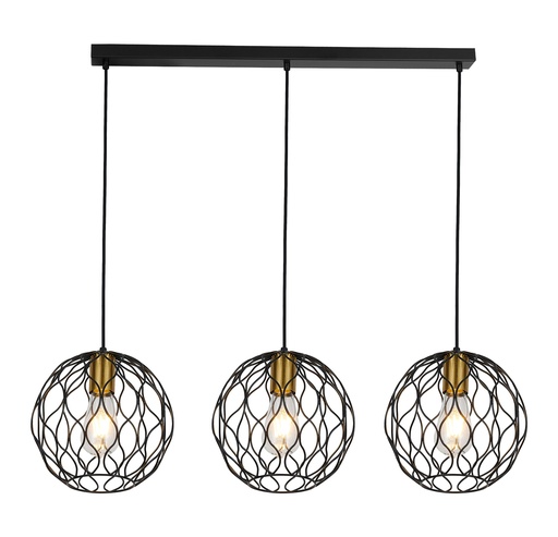 [3403191] ONDA pendel 3x E27 zwart + geborsteld goud_3403191