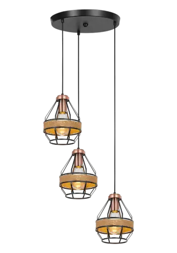 [3403139] JOTI pendel 3x E27 zwart + koper