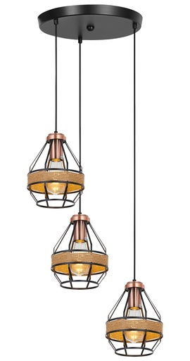 [3403139] JOTI pendel 3x E27 zwart + koper_3403139