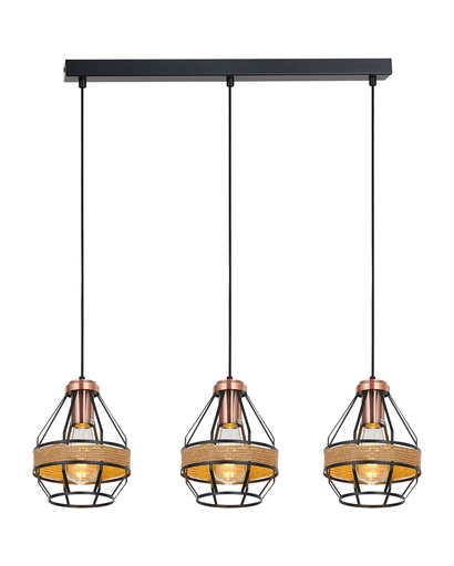[3403140] JOTI pendel 3x E27 zwart + koper_3403140