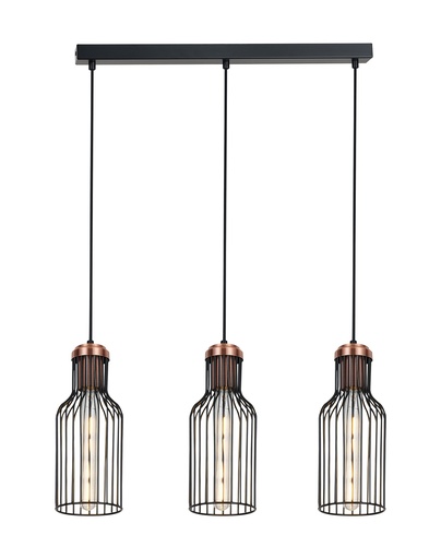 [3403157] BIZUM pendel 3x E27 zwart + koper_3403157