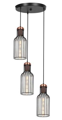 [3403158] BIZUM pendel 3x E27 zwart + koper_3403158