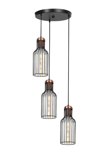 [3403158] BIZUM pendel 3x E27 zwart + koper_3403158