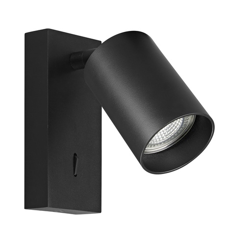 [4014530] TABOO 1L GU10 (excl) zwart, wand licht + schakelaar