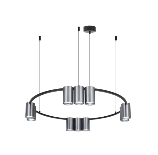 [4016140] ISE Pendel 10x GU10 excl Ø600mm geborsteld staal + zwart
