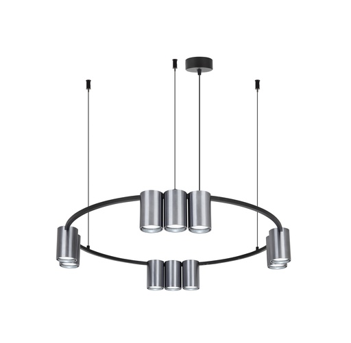 [4016140] ISE Pendel 10x GU10 excl Ø600mm geborsteld staal + zwart