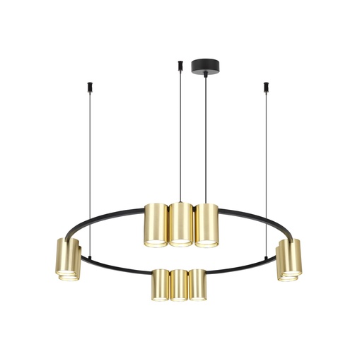 [4016160] ISE Pendel 10x GU10 excl Ø600mm geborsteld goud + zwart