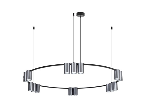 [4016141] ISE Pendel 15x GU10 excl Ø1000mm geborsteld staal + zwart
