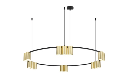 [4016161] ISE Pendel 15x GU10 excl Ø1000mm geborsteld goud + zwart
