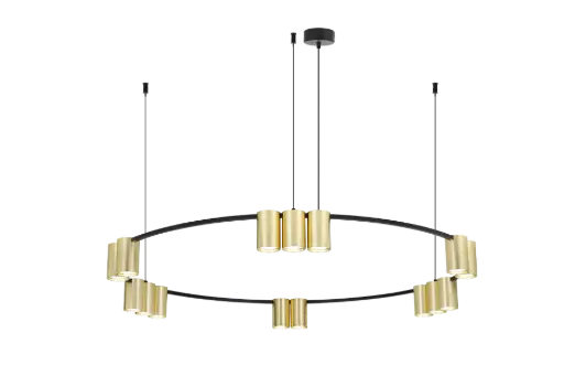[4016161] ISE Pendel 15x GU10 excl Ø1000mm geborsteld goud + zwart