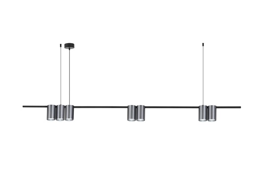 [4016143] ISE Pendel 7x GU10 excl 1500mm geborsteld staal + zwart