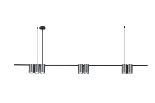 [4016143] ISE Pendel 7x GU10 excl 1500mm geborsteld staal + zwart